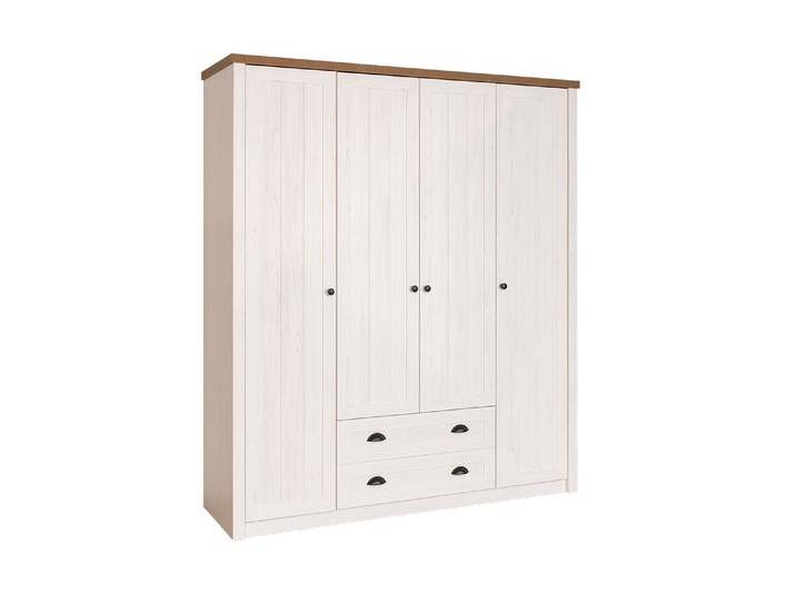 Drehtürenschrank / Kleiderschrank Segnas 16, Farbe: Kiefer Weiß / Eiche Braun - 198 x 171 x 53 cm (H x B x T) von easyMÖBEL