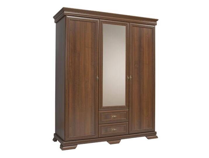 Drehtürenschrank / Kleiderschrank Sentis 24, Farbe: Dunkelbraun - 193 x 158 x 62 cm (H x B x T) von easyMÖBEL