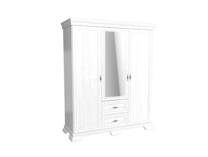 Drehtürenschrank / Kleiderschrank Sentis 24, Farbe: Kiefer Weiß - 193 x 158 x 62 cm (H x B x T) von easyMÖBEL