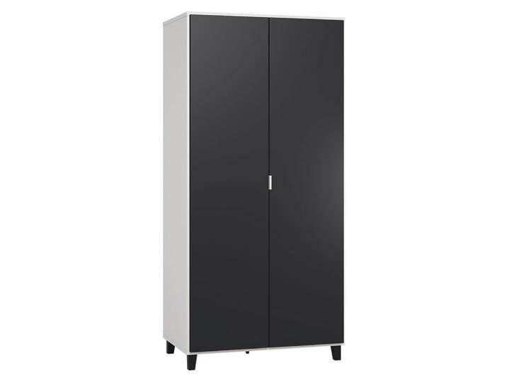 Drehtürenschrank Vacas 13 Weiß/Schwarz Kleiderschrank 195x93x57 cm Soft Touch Lack LED-Sensor 2 Türen Platzsparend & modern von easyMÖBEL
