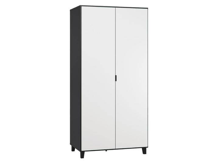 Drehtürenschrank Vacas 39 Kleiderschrank Schwarz/Weiß Soft Touch Lack 195x93x57 cm LED-Sensorbeleuchtung 5 Fächer, 2 Kleiderstangen von easyMÖBEL