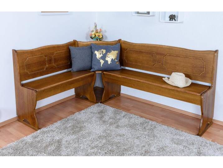 Eckbank Kiefer massiv Vollholz Eichefarben Rustikal Junco 243 - Abmessungen: 84 x 140 x 182 cm (H x B x T) von easyMÖBEL