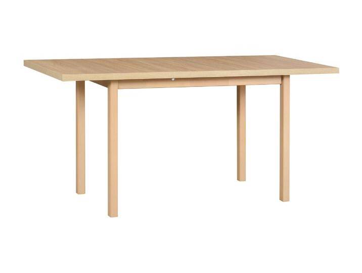 Eichenfarbener Esszimmertisch RAIVIS, ausziehbar, Abmessung 70 x 120/160 (B x T), Tischplattenhöhe von 32 mm, Laminatplatte, Eckige Optik, Holzfüß von easyMÖBEL