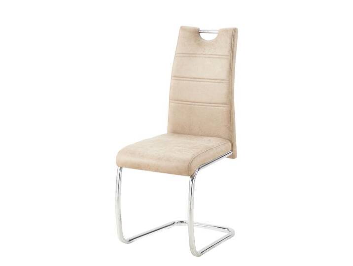 Einfacher Schwingstuhl Kigora 01, Farbe: Beige, aus hochwertigem Mikrofaserstoff gepolstert, Sitzfläche und Rückenlehne: Zierstichen, Untergestell: Einfacher Schwingstuhl Kigora 01, Farbe: Beige, aus hochwertigem Mikrofaserstoff gepolstert, Sitzfläche und Rückenlehne: Zierstichen, Untergestell: von easyMÖBEL