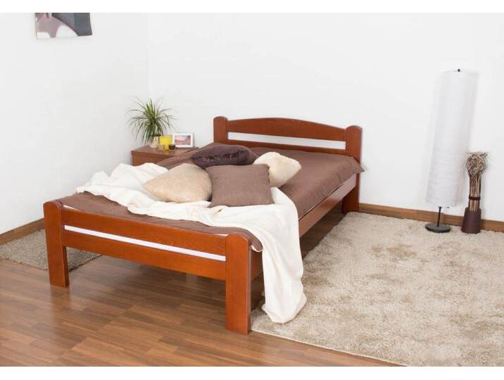 Einzelbett/ Gästebett Easy Premium Line K4, 120 x 200 cm Buche Vollholz massiv kirschrot lackiert Einzelbett/ Gästebett Easy Premium Line K4, 120 x 200 cm Buche Vollholz massiv kirschrot lackiert von easyMÖBEL