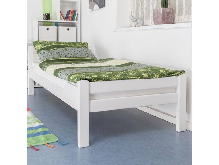 Einzelbett / Gästebett Easy Premium Line K1/ Voll, 90 x 200 Buche Vollholz massiv weiß lackiert von easyMÖBEL