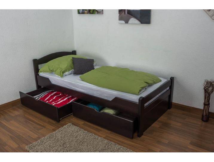 Einzelbett / Gästebett Easy Premium Line K1/2n inkl. 2 Schubladen und 2 Abdeckblenden, 90 x 200 cm Buche Vollholz massiv Schokobraun Einzelbett / Gästebett Easy Premium Line K1/2n inkl. 2 Schubladen und 2 Abdeckblenden, 90 x 200 cm Buche Vollholz massiv Schokobraun von easyMÖBEL