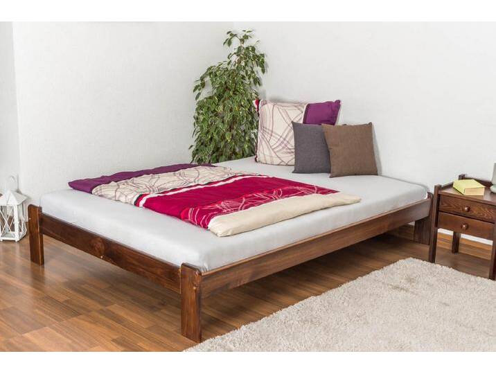 Einzelbett / Gästebett Kiefer Vollholz massiv Nussfarben A10, inkl. Lattenrost - Abmessung 140 x 200 cm von easyMÖBEL