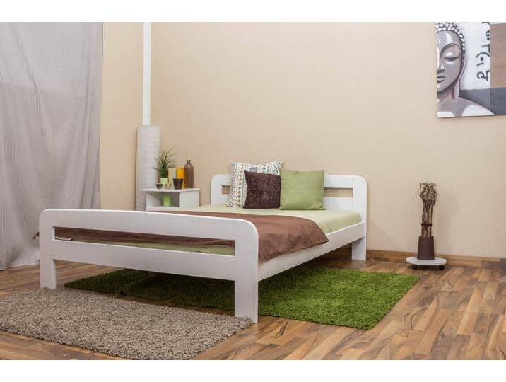 Einzelbett / Gästebett Kiefer Vollholz massiv weiß lackiert A6, inkl. Lattenrost - Abmessung 140 x 200 cm Einzelbett / Gästebett Kiefer Vollholz massiv weiß lackiert A6, inkl. Lattenrost - Abmessung 140 x 200 cm von easyMÖBEL