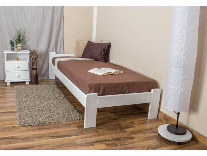 Einzelbett / Gästebett Kiefer Vollholz massiv weiß lackiert A8, inkl. Lattenrost - Abmessungen: 80 x 200 cm Einzelbett / Gästebett Kiefer Vollholz massiv weiß lackiert A8, inkl. Lattenrost - Abmessungen: 80 x 200 cm von easyMÖBEL