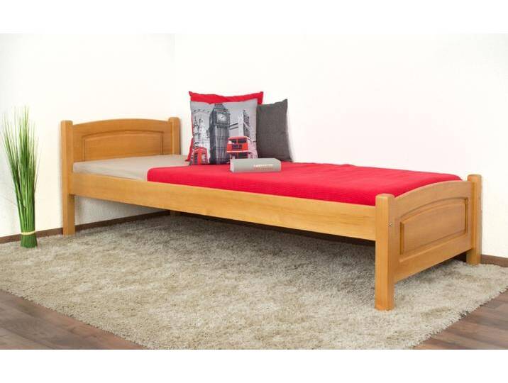 Einzelbett / Gästebett Kiefer massiv Vollholz Erlefarben 80, inkl. Lattenrost - 80 x 200 cm (B x L) von easyMÖBEL