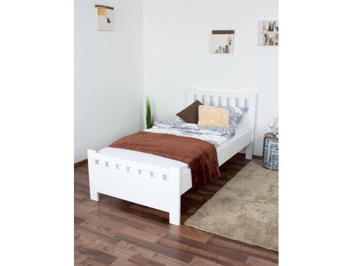 Einzelbett / Gästebett Kiefer massiv Vollholz weiß 68, inkl. Lattenrost - Abmessung 90 x 200 cm Einzelbett / Gästebett Kiefer massiv Vollholz weiß 68, inkl. Lattenrost - Abmessung 90 x 200 cm von easyMÖBEL
