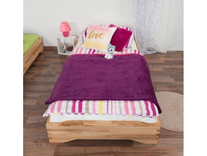 Einzelbett / Stapelbett Wooden Nature 423 , Kernbuche massiv Natur geölt - 90 x 200 cm (B x L) von easyMÖBEL