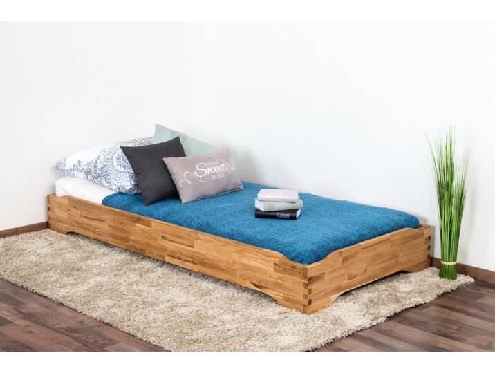 Einzelbett / Stapelbett Wooden Nature 424, Eiche massiv Natur geölt - 90 x 200 cm (B x L) von easyMÖBEL
