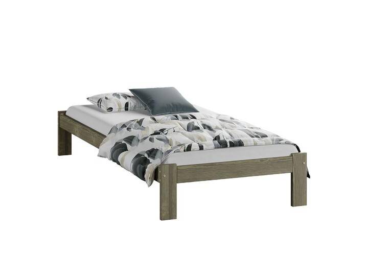 Einzelbett Erts 06, Kiefer Vollholz massiv, Farbe: Eiche Trüffel - Liegefläche: 90 x 200 cm (B x L) von easyMÖBEL