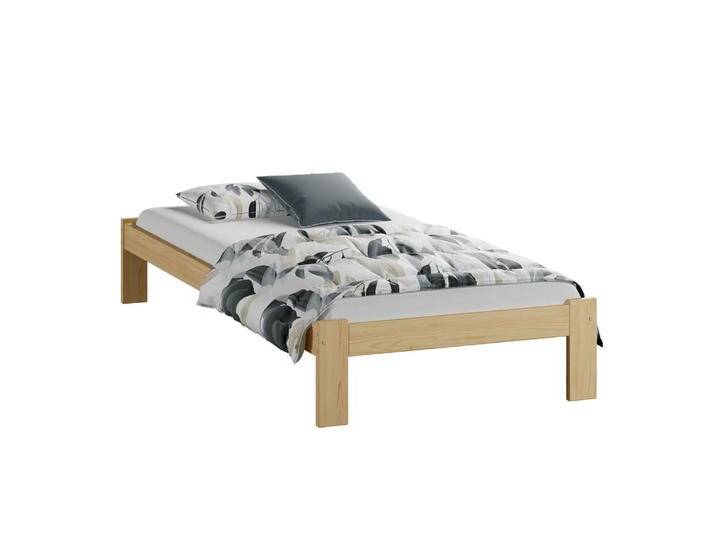 Einzelbett im neutralen Design Erts 01, Kiefer Vollholz massiv, Farbe: Kiefer - Liegefläche: 80 x 200 cm (B x L) von easyMÖBEL