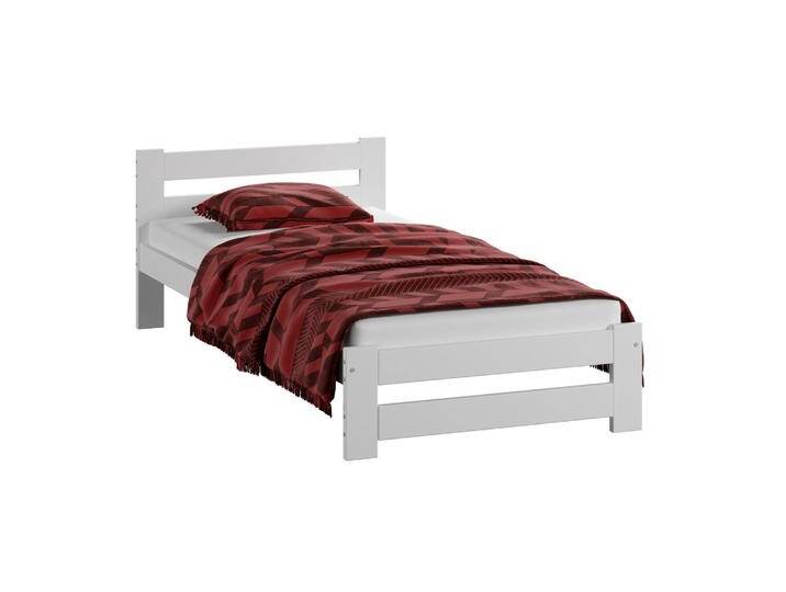 Einzelbett im neutralen Design Nagol 14, Kiefer Vollholz massiv, Farbe: Weiß - Liegefläche: 100 x 200 cm (B x L) von easyMÖBEL