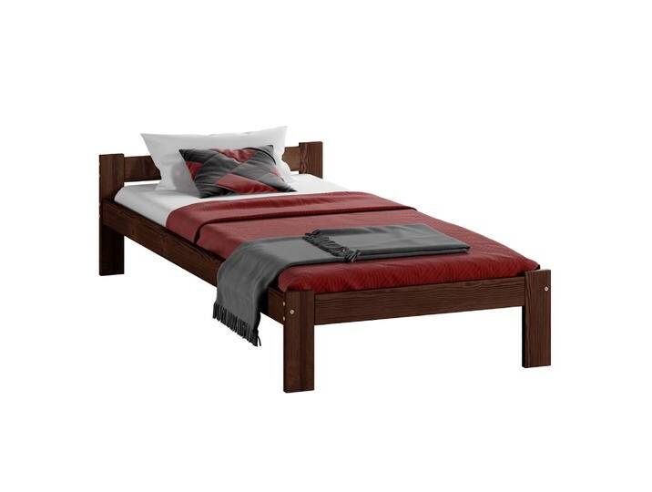 Einzelbett im schlichten Design Ansalonga 05, Kiefer Vollholz massiv, Farbe: Walnuss - Liegefläche: 90 x 200 cm (B x L) von easyMÖBEL