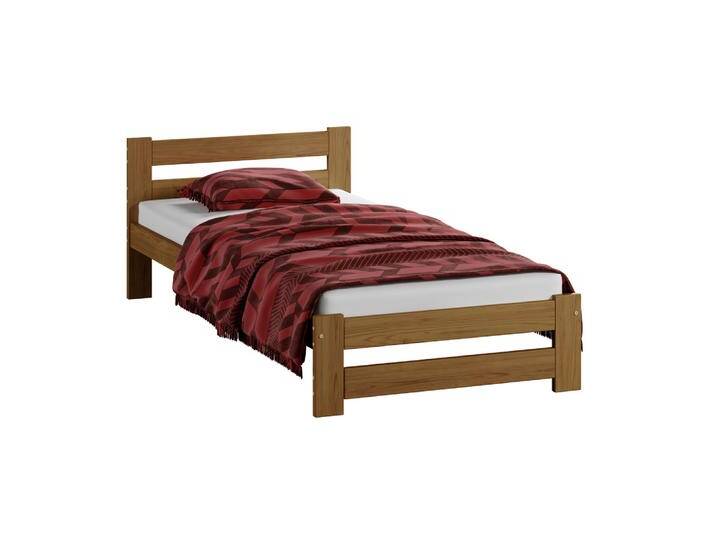 Einzelbett mit schlichten Design Nagol 08, Kiefer Vollholz massiv, Farbe: Eiche - Liegefläche: 90 x 200 cm (B x L) von easyMÖBEL