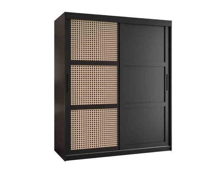 Eleganter Kleiderschrank Kasbek 30 Schwarz Matt 200x150x62 cm 5 Fächer Aluminium-Führungen Schiebetüren von easyMÖBEL