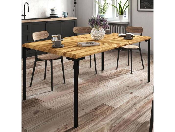 Esstisch Kumeu 06 Wildeiche massiv geölt - Abmessungen: 180 x 90 cm (B x T) von easyMÖBEL