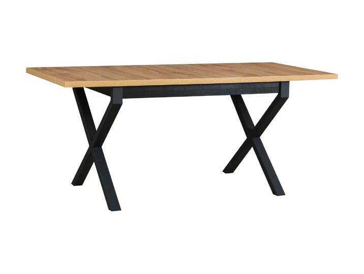 Esstisch MENT in Schwarz/Eiche, Abmessung 80 x 140/180 cm (B x T), Tischplattenhöhe von 32 mm, stabile Metallbeine, Buchenholz platte laminiert von easyMÖBEL