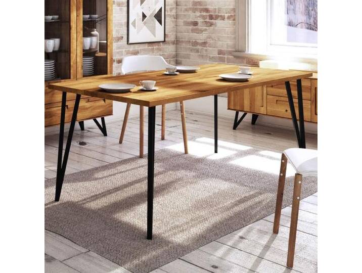 Esstisch Masterton 22 Wildeiche massiv geölt 80 x 170 cm Natur Stabile Stahlbeine Hochwertige Verarbeitung von easyMÖBEL