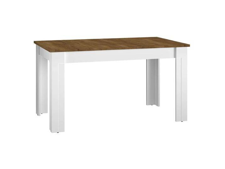 Esstisch ausziehbar Oulainen 15, Farbe: Weiß / Eiche - Abmessungen: 140-180 x 82 cm (B x T) von easyMÖBEL