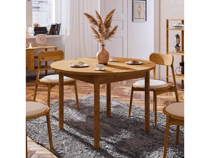 Esstisch ausziehbar Wellsford 53 Wildeiche massiv geölt - Abmessungen: 100-140 x 100 cm (B x T) von easyMÖBEL