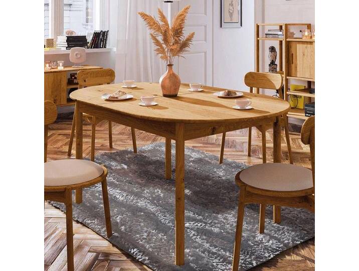 Esstisch ausziehbar Wellsford 55 Wildeiche massiv geölt - Abmessungen: 180-260 x 100 cm (B x T) von easyMÖBEL