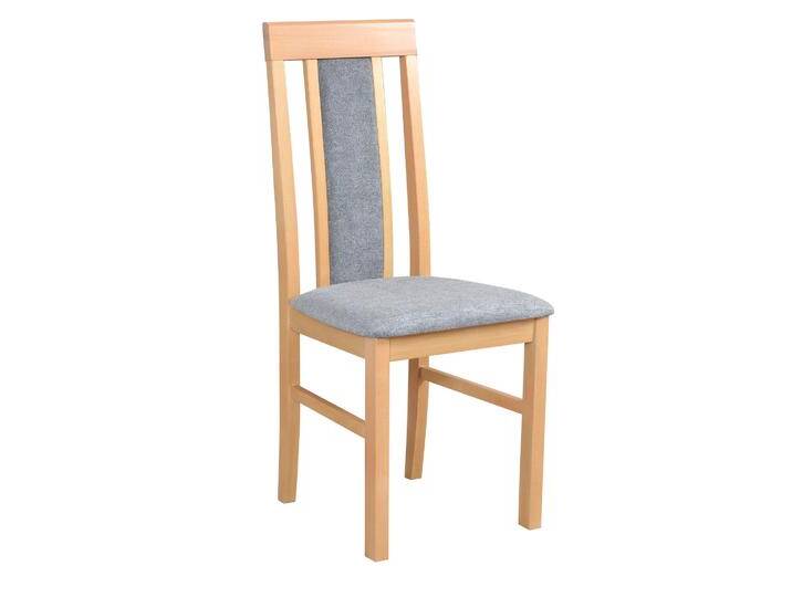 Esszimmerstuhl Nasran im klassischen Design, bequem gepolstert, grauer Stoffbezug aus Nylon, Polster aus T-25 Schaum, Buchenmassivholz gefärbt in Ei von easyMÖBEL