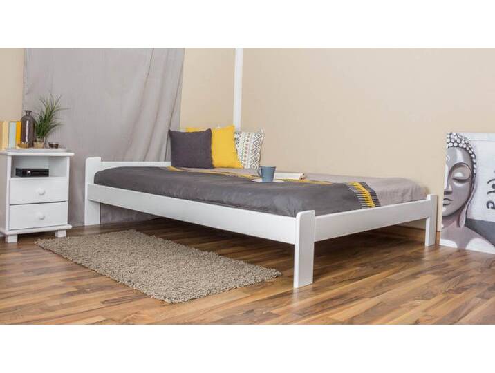 Futonbett / Massivholzbett Kiefer Vollholz massiv weiß A8, inkl. Lattenrost - Abmessung 140 x 200 cm Futonbett / Massivholzbett Kiefer Vollholz massiv weiß A8, inkl. Lattenrost - Abmessung 140 x 200 cm von easyMÖBEL