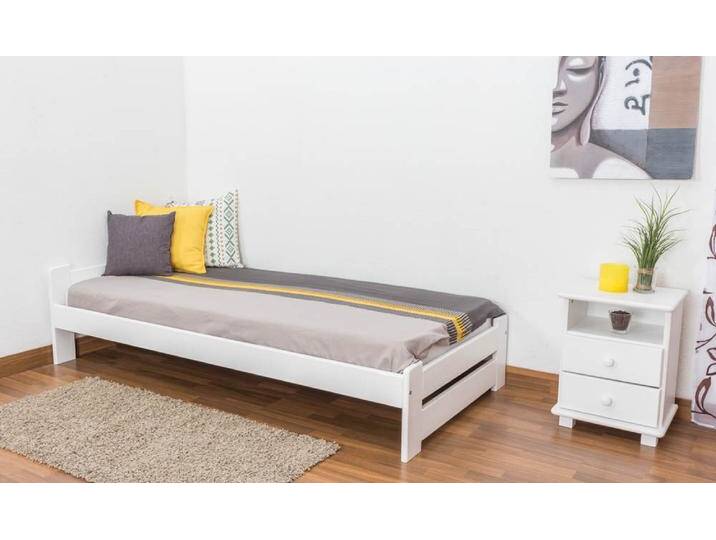 Futonbett / Massivholzbett Kiefer Vollholz massiv weiß lackiert A9, inkl. Lattenrost - Abmessung 90 x 200 cm Futonbett / Massivholzbett Kiefer Vollholz massiv weiß lackiert A9, inkl. Lattenrost - Abmessung 90 x 200 cm von easyMÖBEL