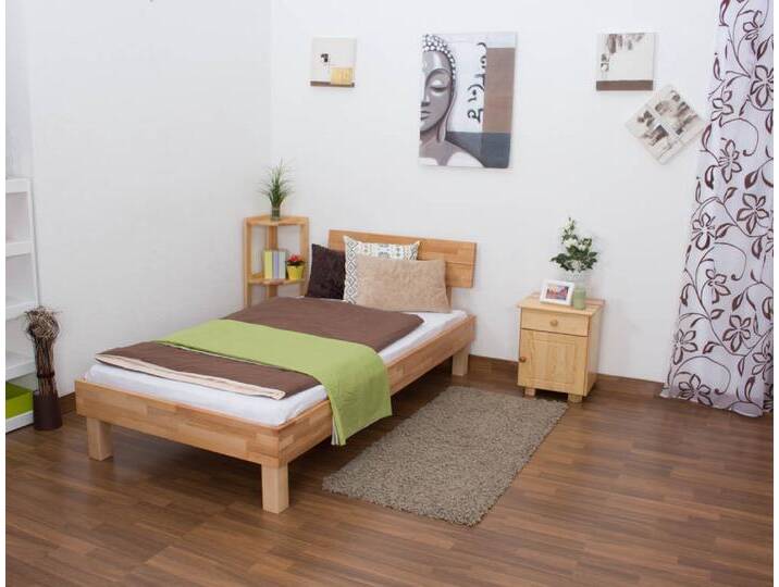Futonbett / Massivholzbett Wooden Nature 01 Kernbuche geölt - Liegefläche 100 x 200 cm (B x L) von easyMÖBEL