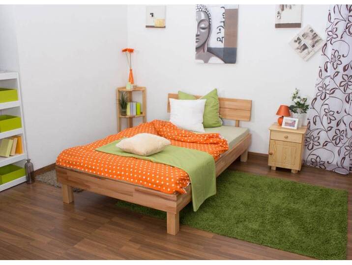 Futonbett / Massivholzbett Wooden Nature 01 Kernbuche geölt - Liegefläche 120 x 200 cm (B x L) von easyMÖBEL