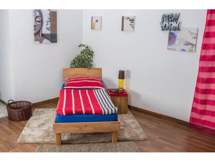 Futonbett / Massivholzbett Wooden Nature 02 Kernbuche geölt 90 x 200 cm platzsparend, funktional & modernes Design stabile Konstruktion von easyMÖBEL