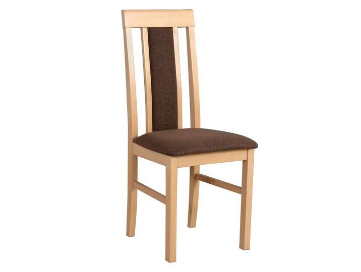 Gepolsterter Stuhl Nasran mit Sitzpolster aus T-25 Schaum, Stoff in braun, Teil-gepolsterte Rückenlehne, Buchenholz in Eiche, Sitzhöhe von 47 cm von easyMÖBEL