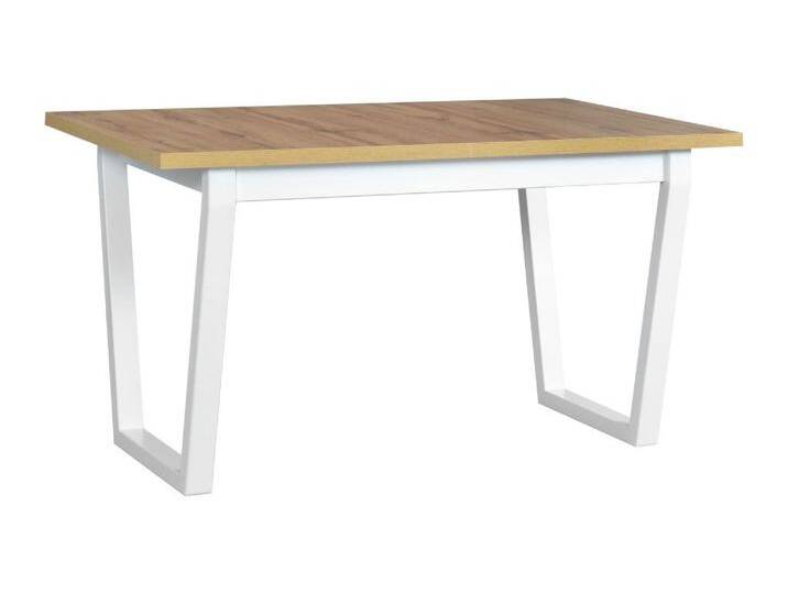 Großer Esstisch KRISTAP in Buche / Weiß Holzplatte laminiert, Abmessung 80 x 140/180 cm (B x T), Tischplattenhöhe von 32 mm, stabile Metallbeine von easyMÖBEL
