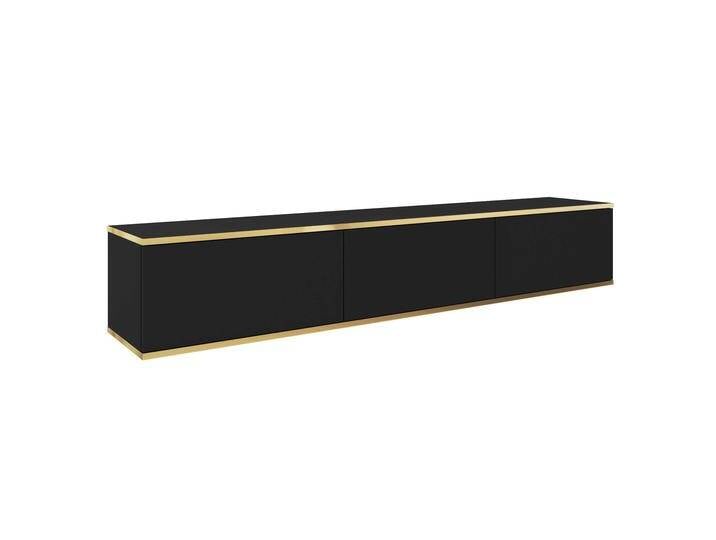 Großer TV-Unterschrank Horsham 14 Push-to-open Funktion Schwarz 175 cm Breite 3 Kippfächer Platzsparendes Design von easyMÖBEL