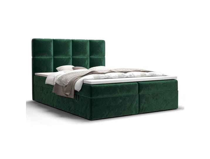 Großes Boxspringbett mit weichen Veloursstoff Pirin 58, Farbe: Grün - Liegefläche: 180 x 200 cm (B x L) von easyMÖBEL