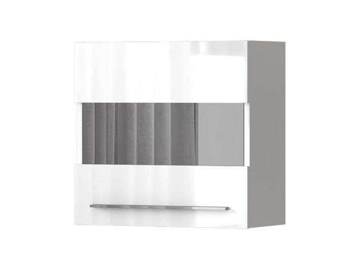 Hängevitrine Garim 45, Farbe: Weiß Hochglanz - 57 x 60 x 29 cm (H x B x T) von easyMÖBEL