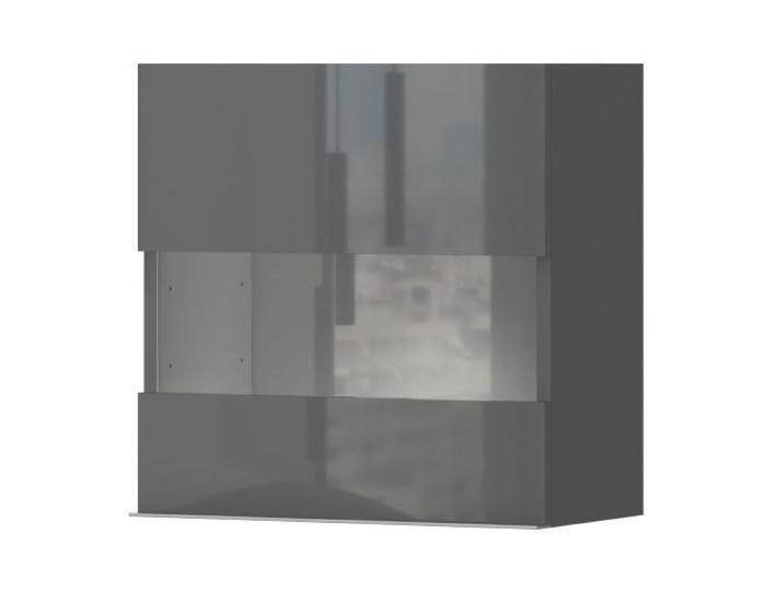 Hängevitrine Vaitele 26, Farbe: Anthrazit Hochglanz - 56 x 55 x 29 cm (H x B x T) von easyMÖBEL