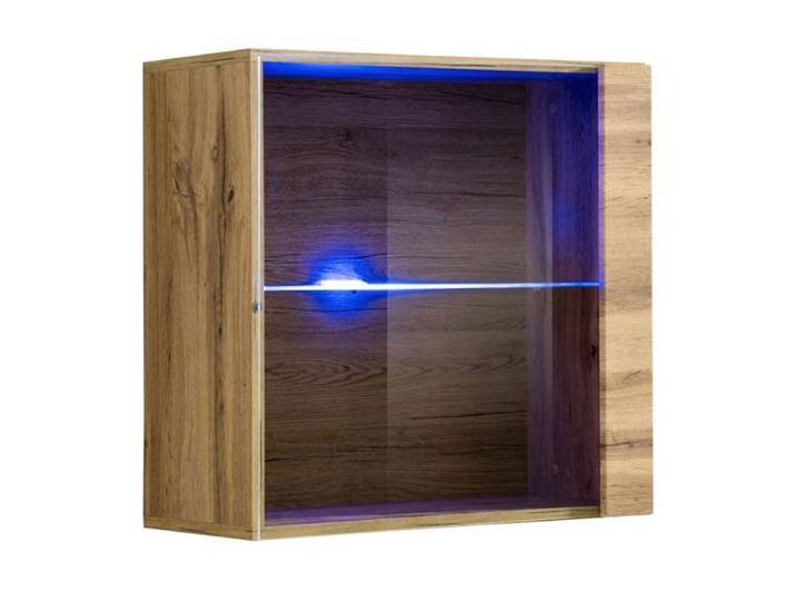 Hängevitrine mit LED-Beleuchtung Fardalen 24, Farbe: Eiche Wotan - Abmessungen: 60 x 60 x 30 cm (H x B x T), mit Push-to-open Funktion von easyMÖBEL