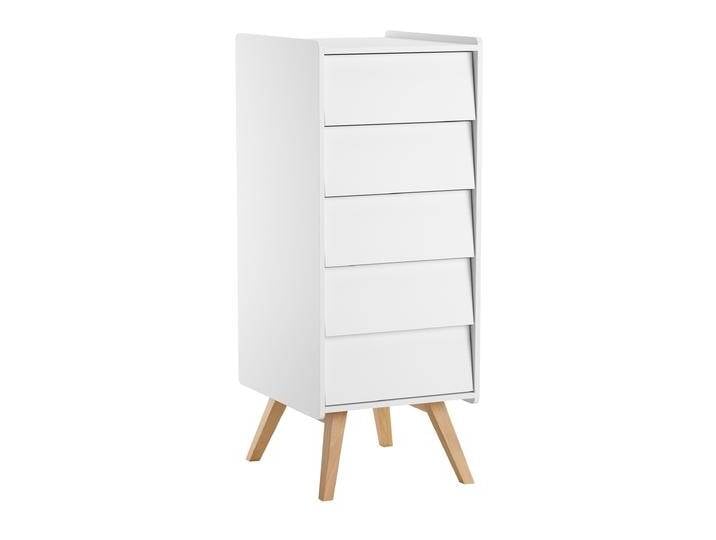Helle Kommode mit Push-to-open Funktion Aleksander 11, fünf Schubladen, hochwertiges Material, Maße: 128 x 50 x 40 cm, für Kinderzimmer von easyMÖBEL