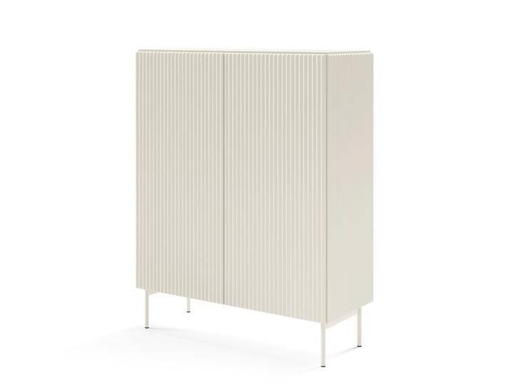 Highboard / Kommode mit zwei Türen Goulette 01 Push-to-open Funktion Farbe: Kaschmir ABS Beine: Metall sechs Fächer Maße: 123 x 98,5 x von easyMÖBEL