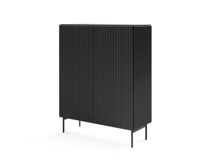 Highboard, Schwarz, 123x98,5x39,5 cm, Holzwerkstoff, Push-to-open & Metallbeine, Modern Highboard, Schwarz, 123x98,5x39,5 cm, Holzwerkstoff, Push-to-open & Metallbeine, Modern von easyMÖBEL