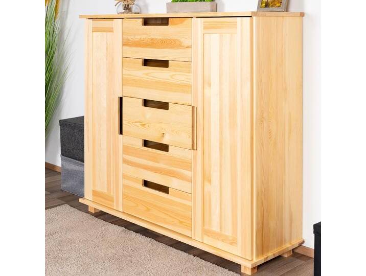 Highboard Kiefer massiv Vollholz natur 004 - Abmessung 120 x 140 x 47 cm (H x B x T) von easyMÖBEL