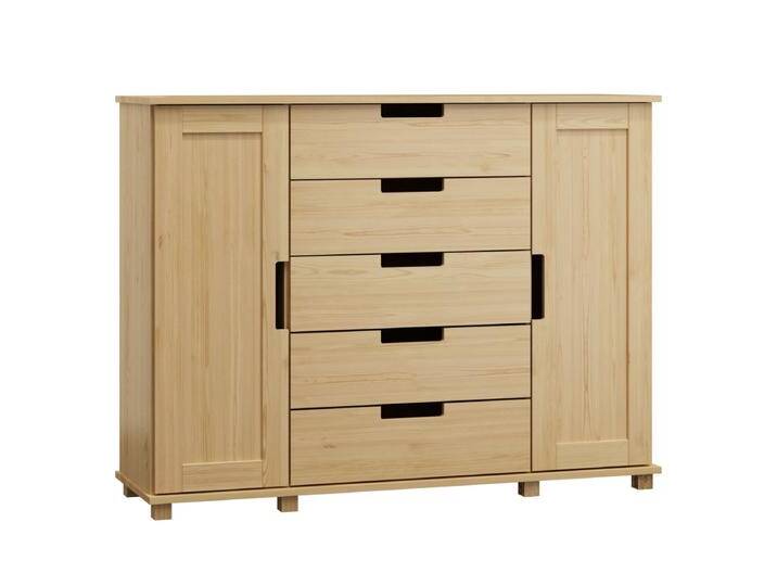 Highboard Kiefer massiv Vollholz natur 004 - Abmessung 120 x 160 x 42 cm (H x B x T) von easyMÖBEL