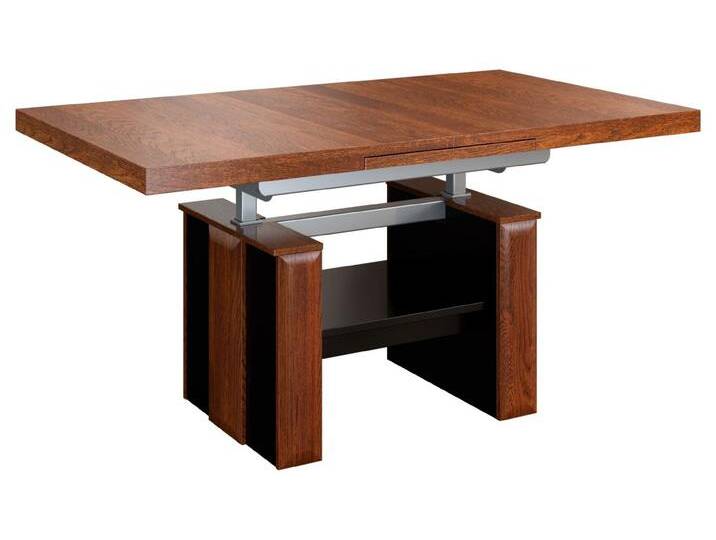 Höhenverstellbarer Esstisch Lopar 26, Farbe: Nuss / Schwarz, teilmassiv - Abmessungen: 61 - 79 x 130 - 170 x 80 cm (H x B x T) von easyMÖBEL