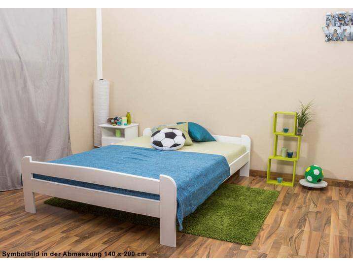 Jugendbett Kiefer Vollholz massiv weiß lackiert A11, inkl. Lattenrost - Abmessung 160 x 200 cm Jugendbett Kiefer Vollholz massiv weiß lackiert A11, inkl. Lattenrost - Abmessung 160 x 200 cm von easyMÖBEL